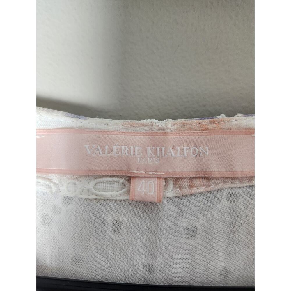 Valerie Khalfon Paris Maxi Dress Size 40/ 8 White Pink Purple Eyelet Embroidered - Picture 2 of 6